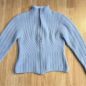 Woolrich Women’s 100% Wool Full Zip Sweater - Light Blue - Size Small